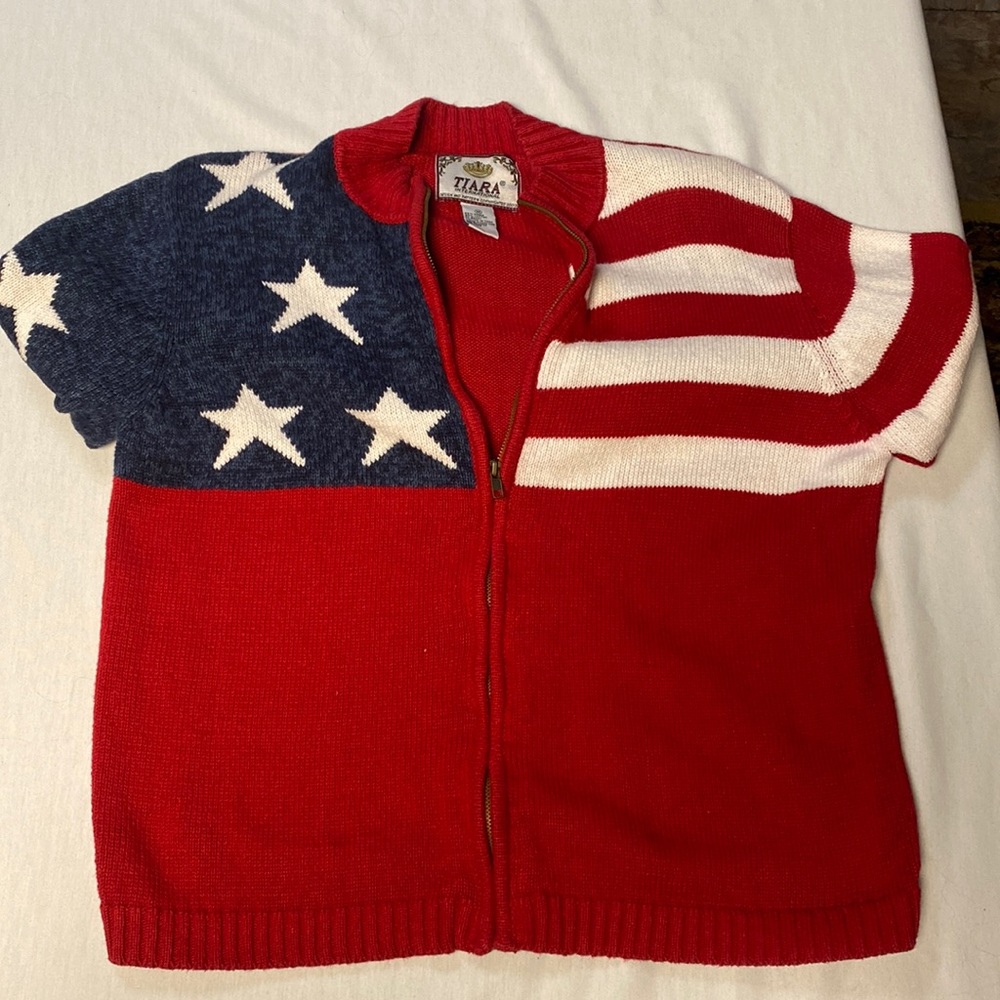 Vintage Zip-Up American Flag Sweater